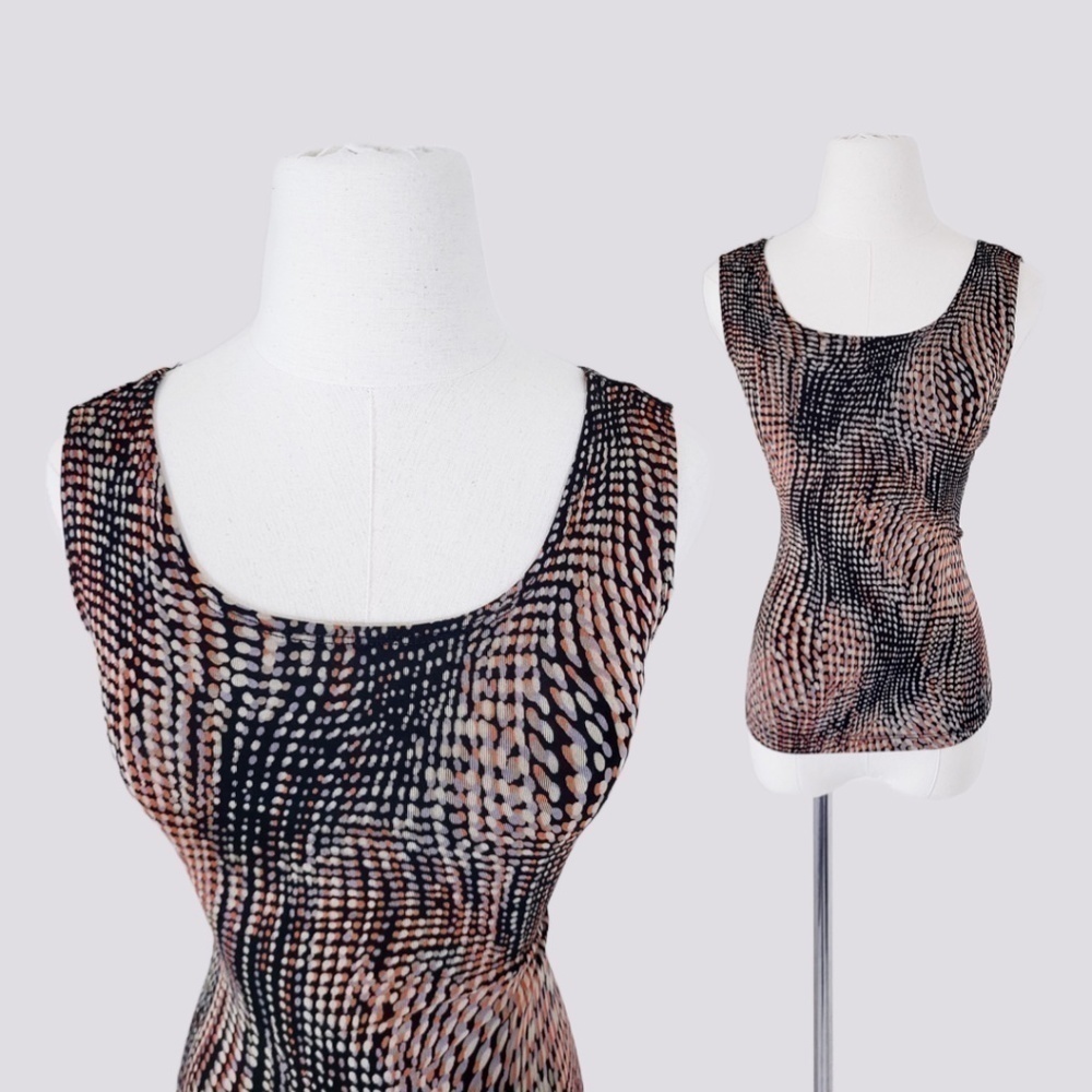 FREE W PURCHASE Abstract sleeveless bodycon top cyber print - Picture 1 of 10